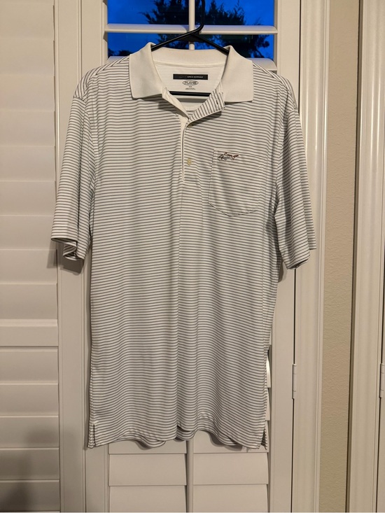 Tommy Bahama Other - Greg Norman Play Dry Shark Embroidered Golf Polo Men’s XL White Striped